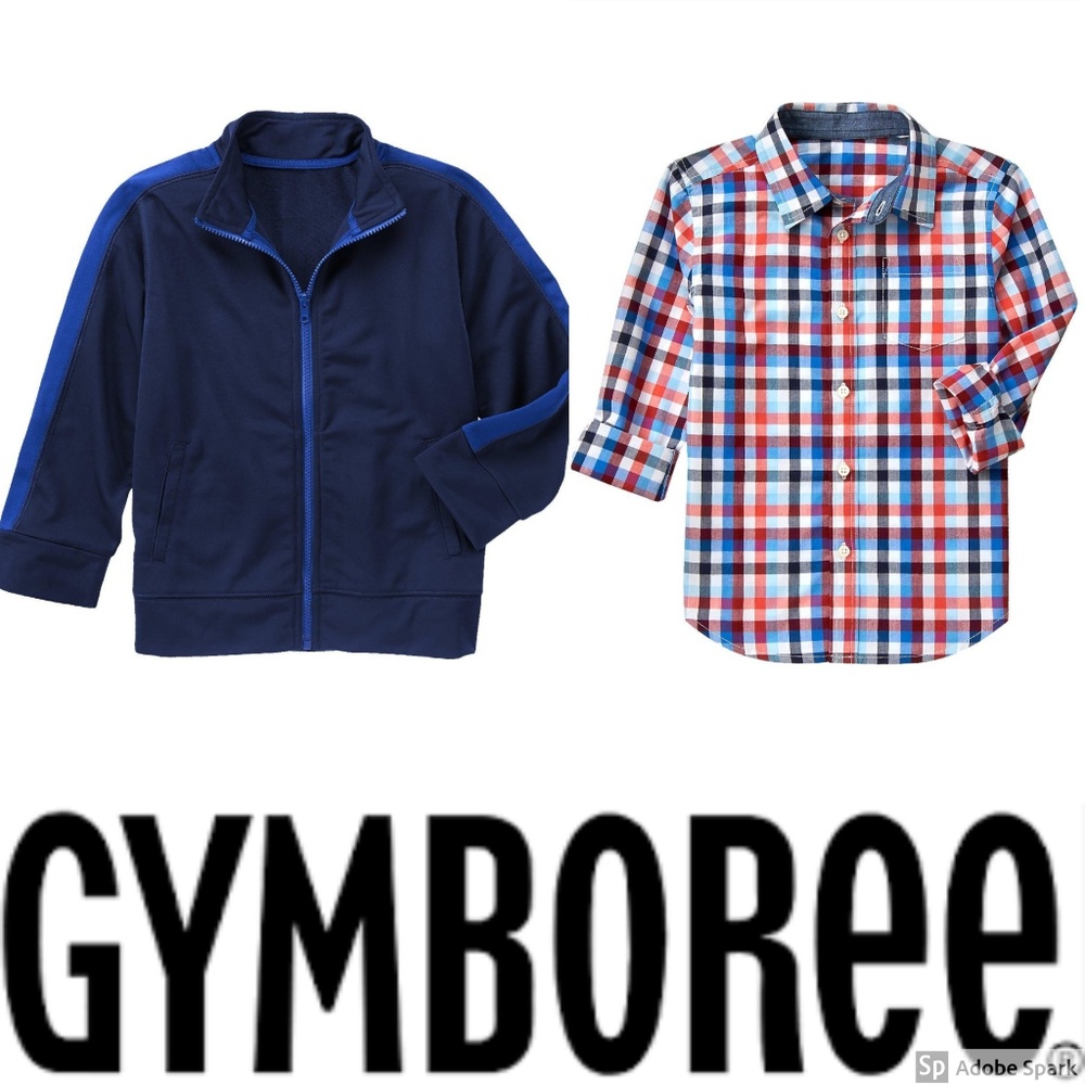 Gymboree‎ Boys Zip Track Jacket Plaid Button Up Shirt Clothes Lot Size 5-6